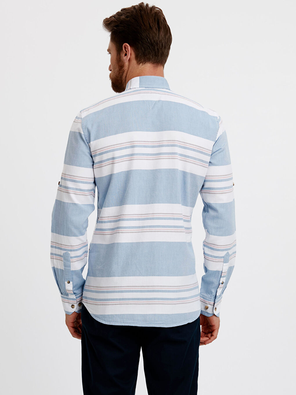 İndigo Çizgili Gömlek-1