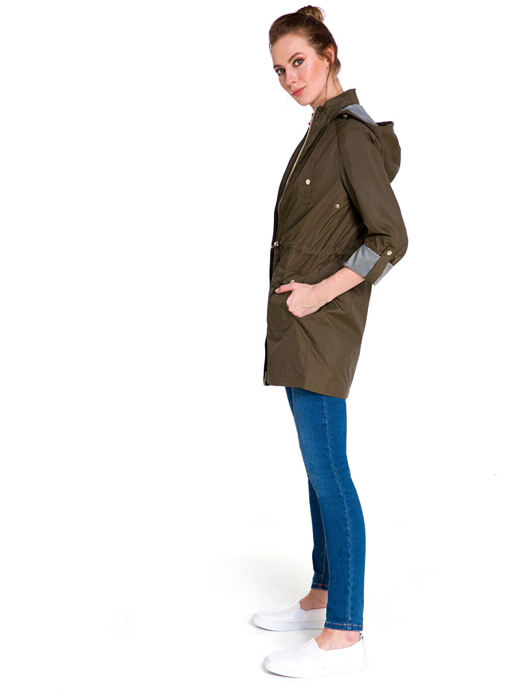 Woman KHAKI Raincoat-2