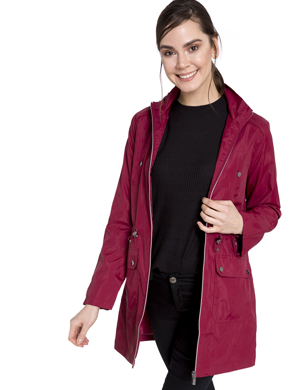 Koyu Kırmızı Yağmurluk