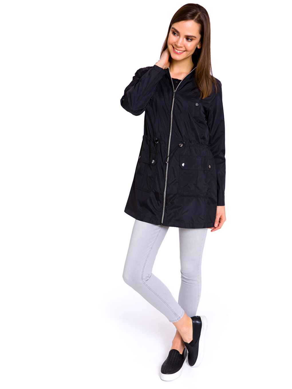 Woman BLACK Raincoat-2