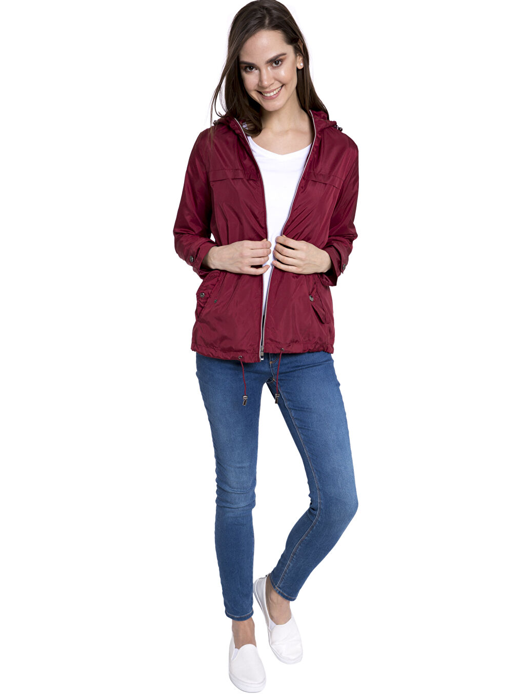 معطف المطار أحمر نساء-3