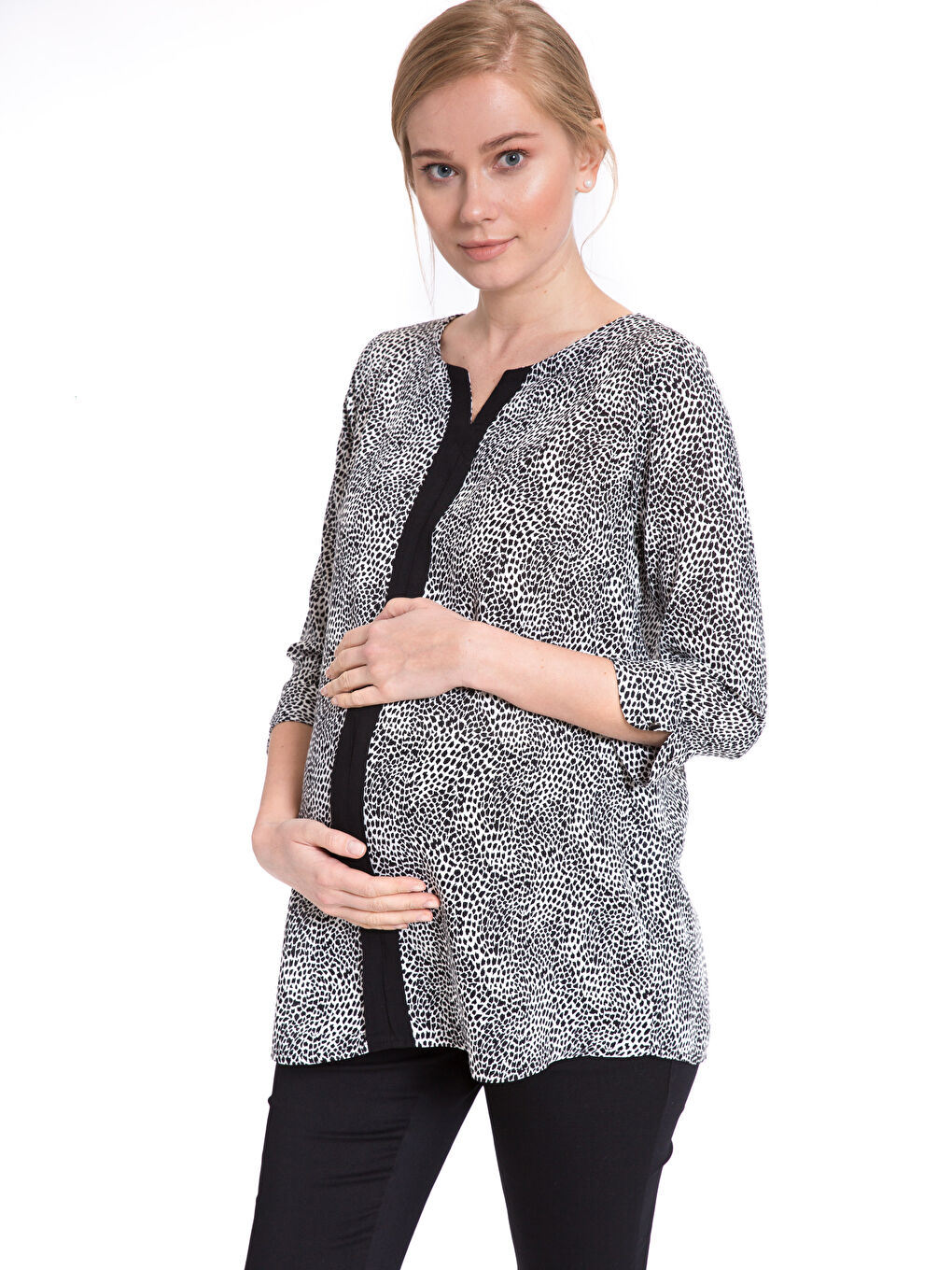 Siyah Baskılı Bluz