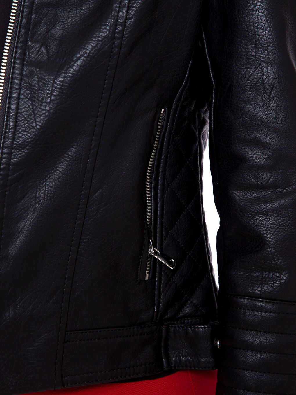 Yeni Siyah Deri Görünümlü Mont-3