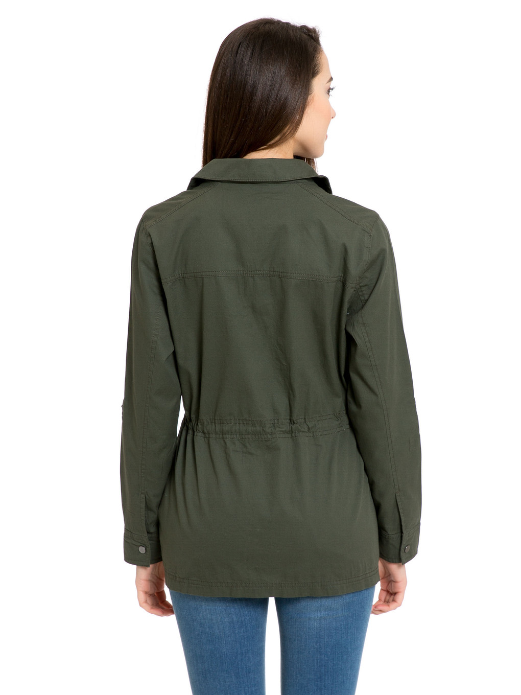 Haki Kadın İnce Parka-1