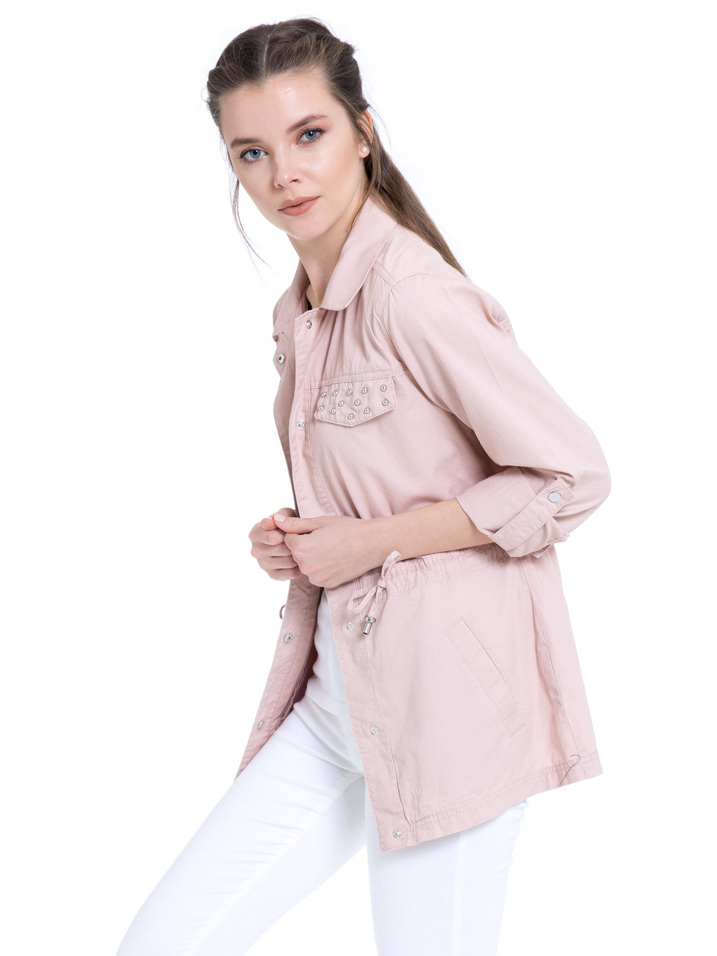 Pembe Kadın İnce Parka