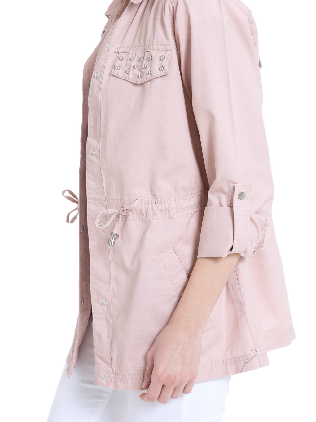 Pembe Kadın İnce Parka-4