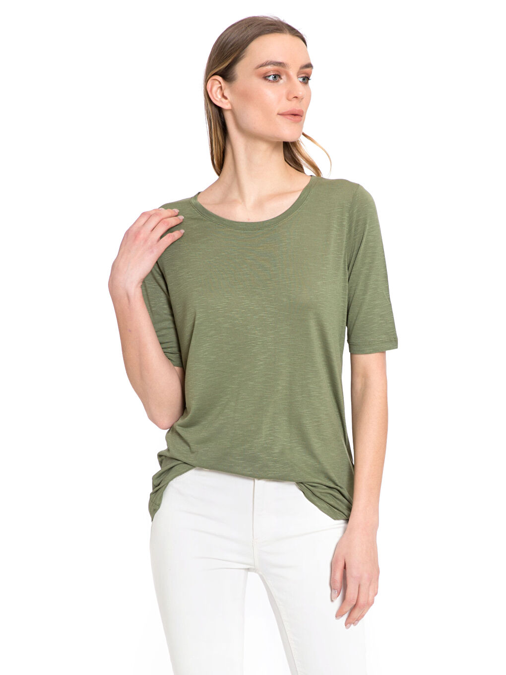 LCWAIKIKI Basic Woman KHAKI T-Shirt -8S1698Z8-L5W
