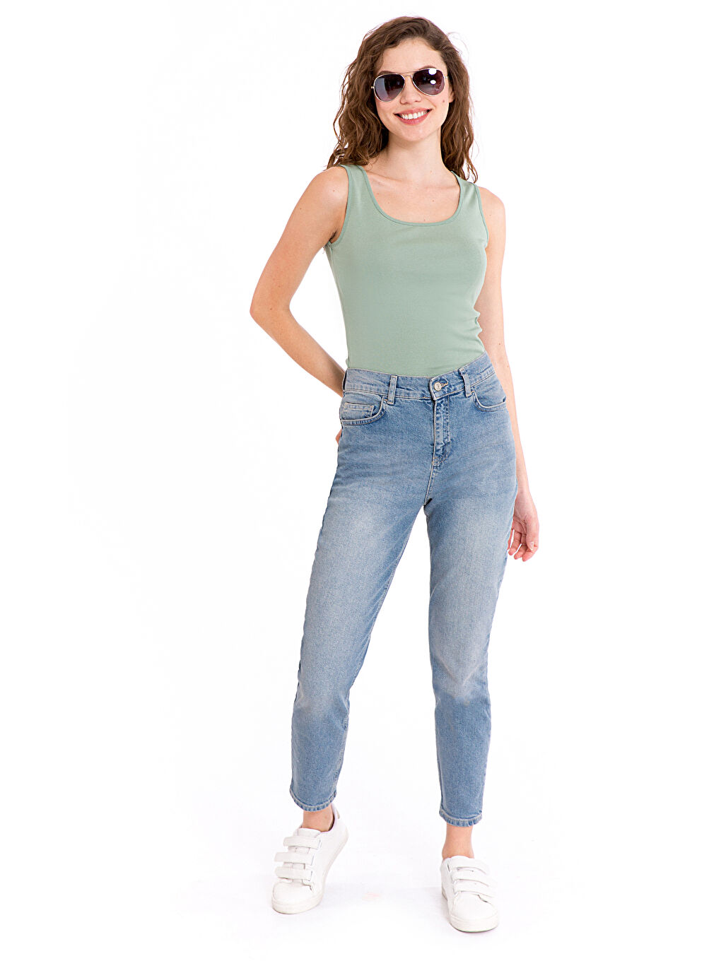 Women's U Neck Plain Tank Top-2