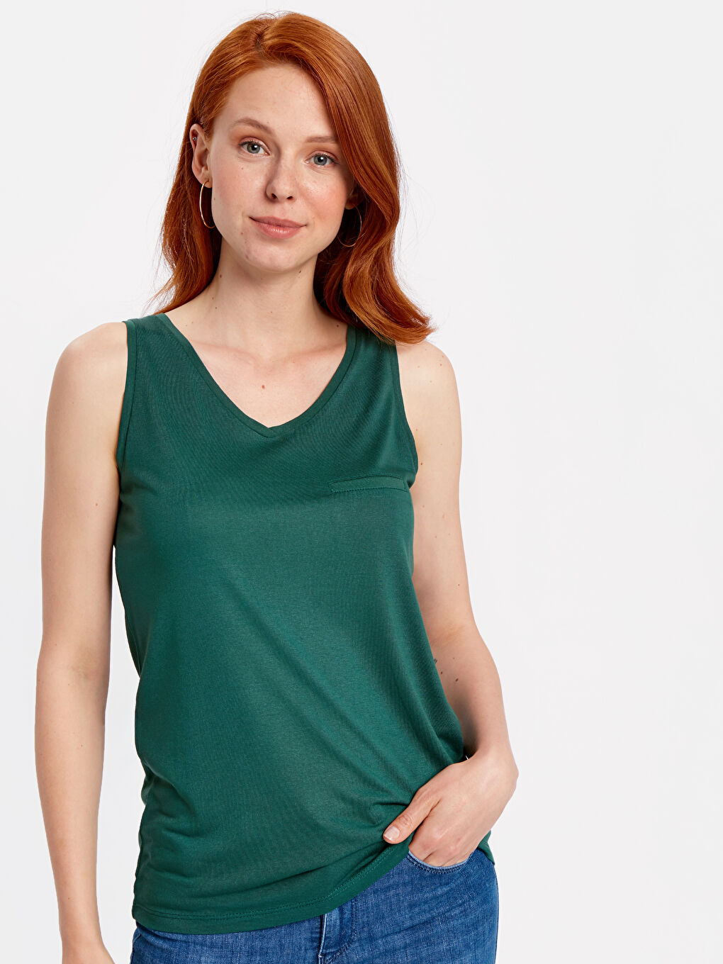 LCWAIKIKI Basic Woman GREEN Tank Top -8S1702Z8-HGH