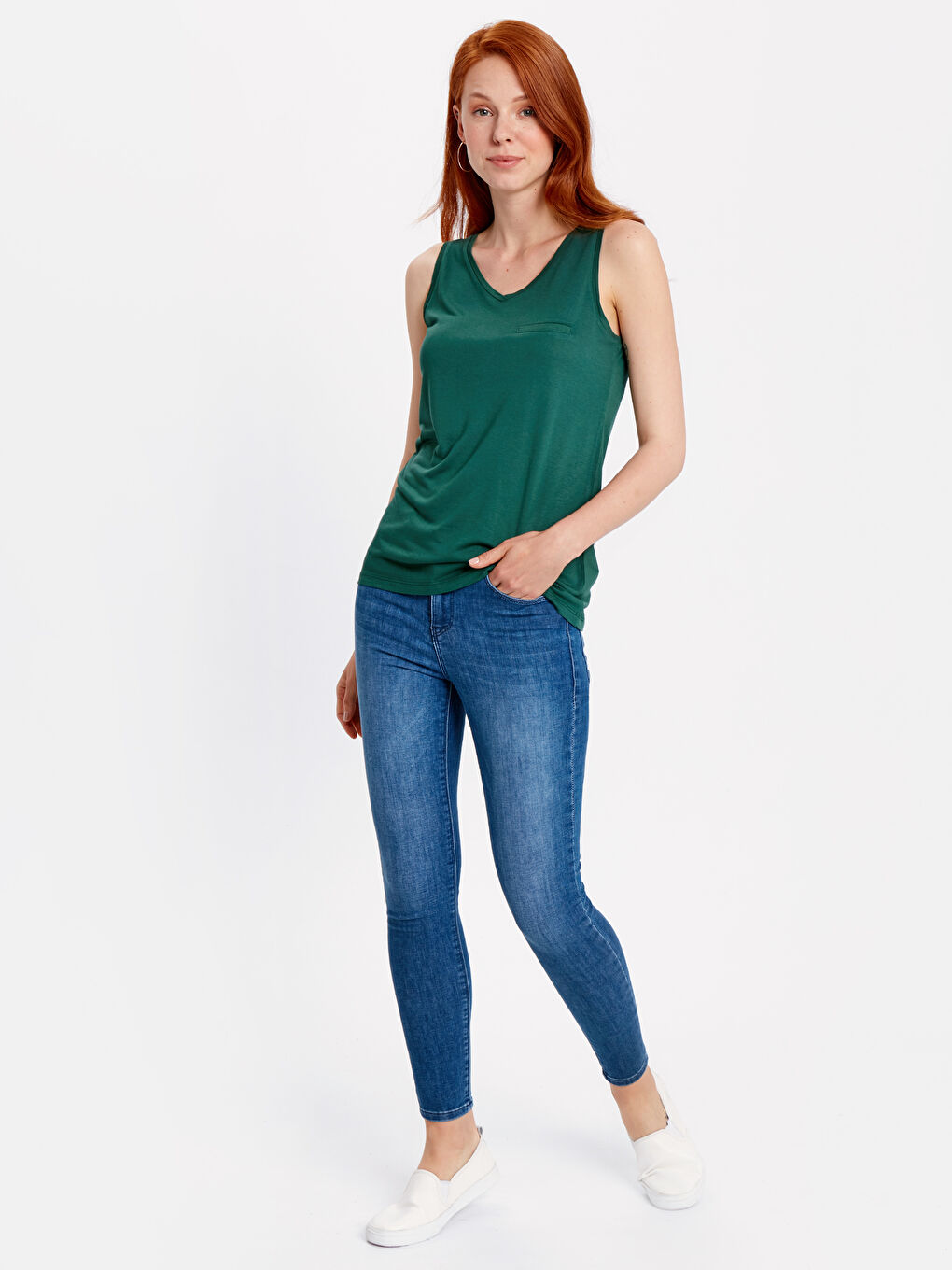 LCWAIKIKI Basic Woman GREEN Tank Top -8S1702Z8-HGH
