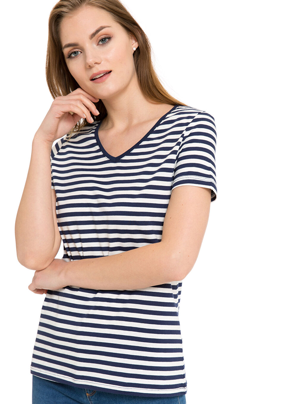 Beyaz-Açık Gri-Koyu Mavi Tişört