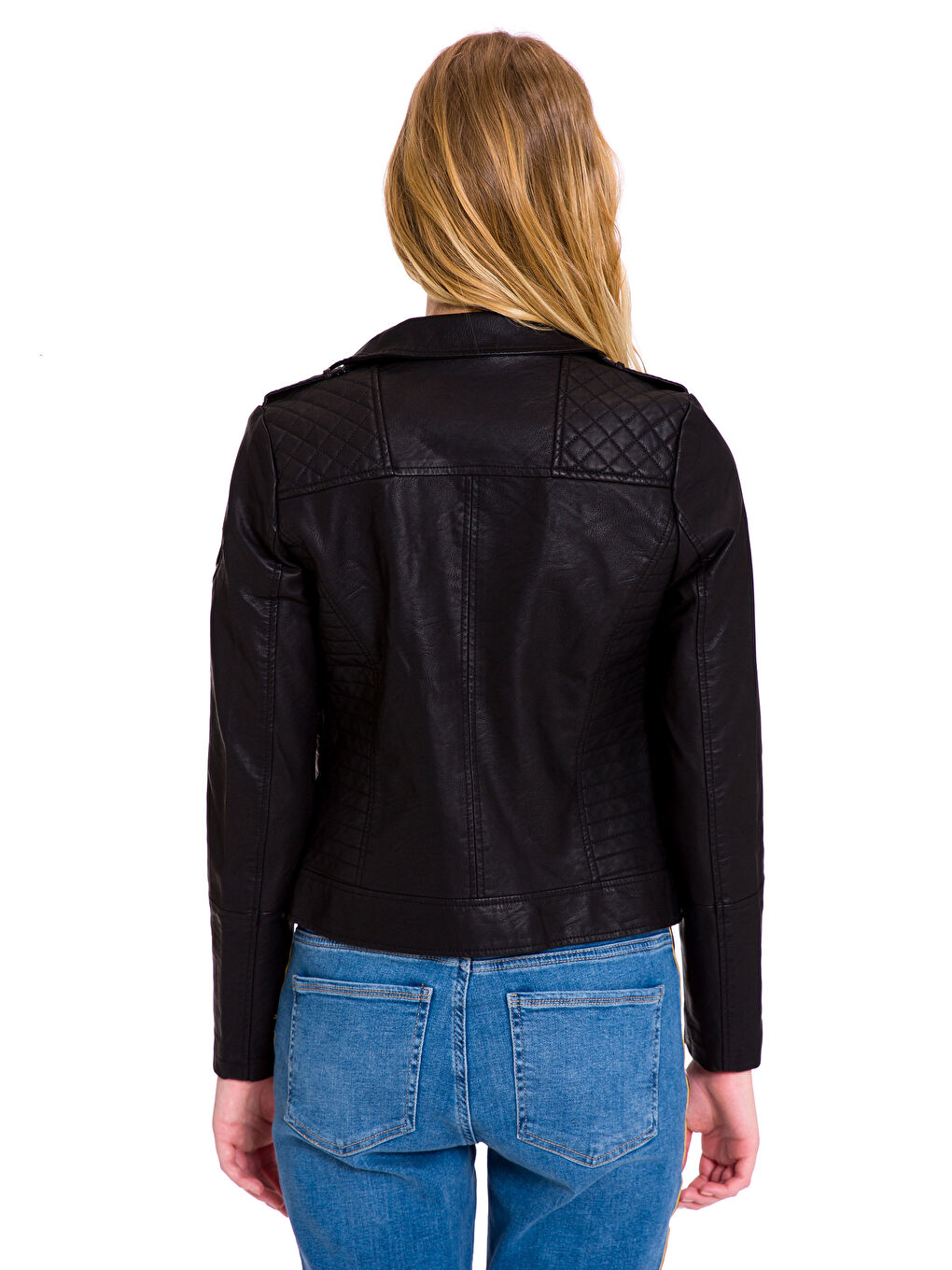 Yeni Siyah Deri Görünümlü Mont-1