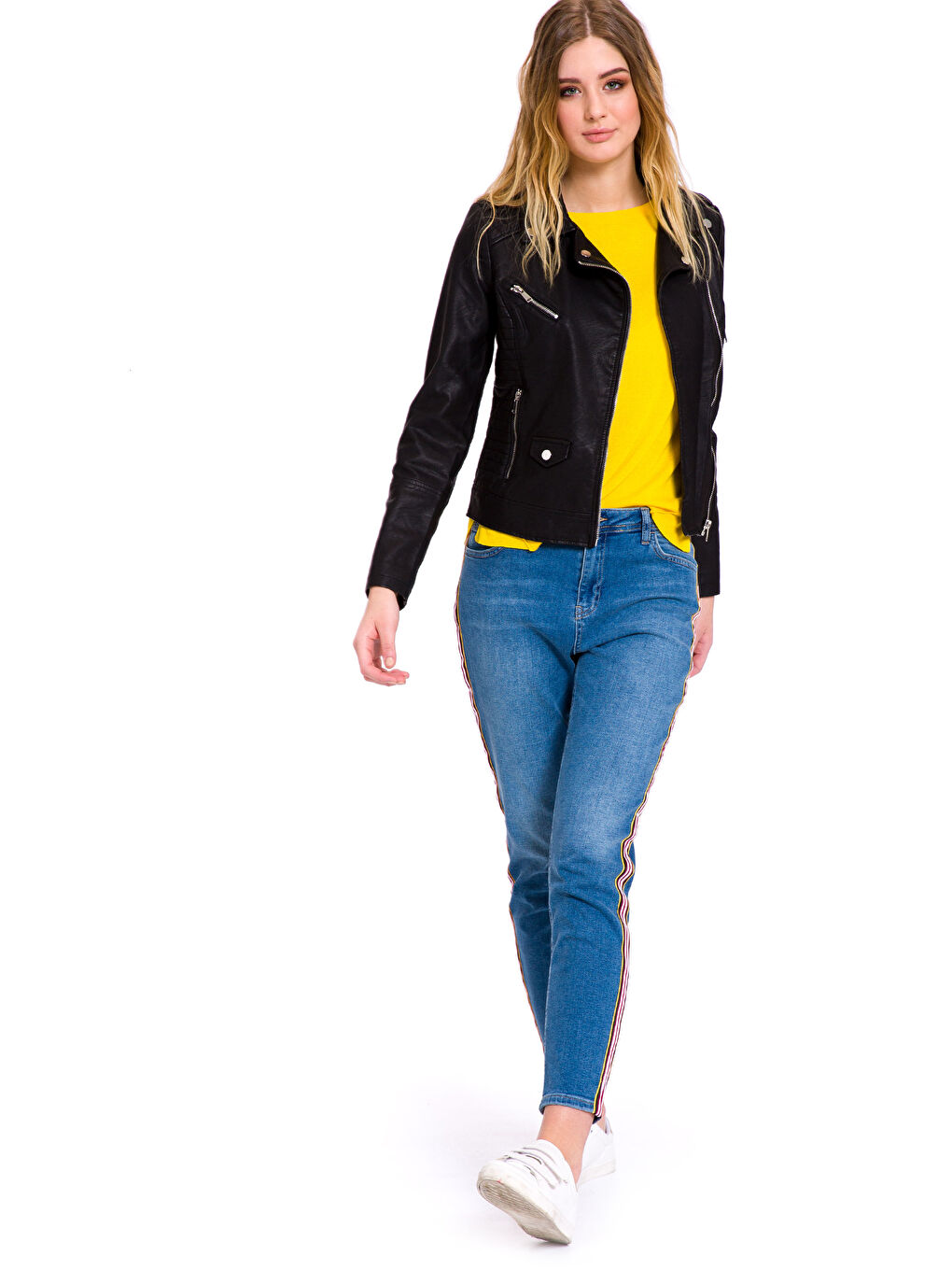 Yeni Siyah Deri Görünümlü Mont-2