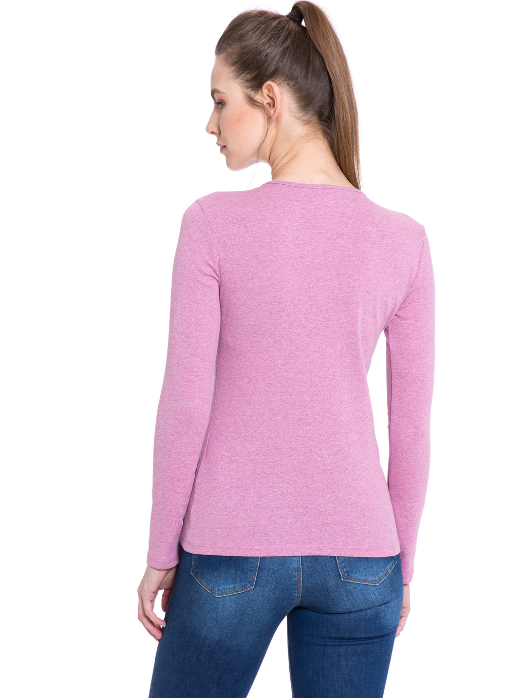 Pembe Gül Melange Tişört-1