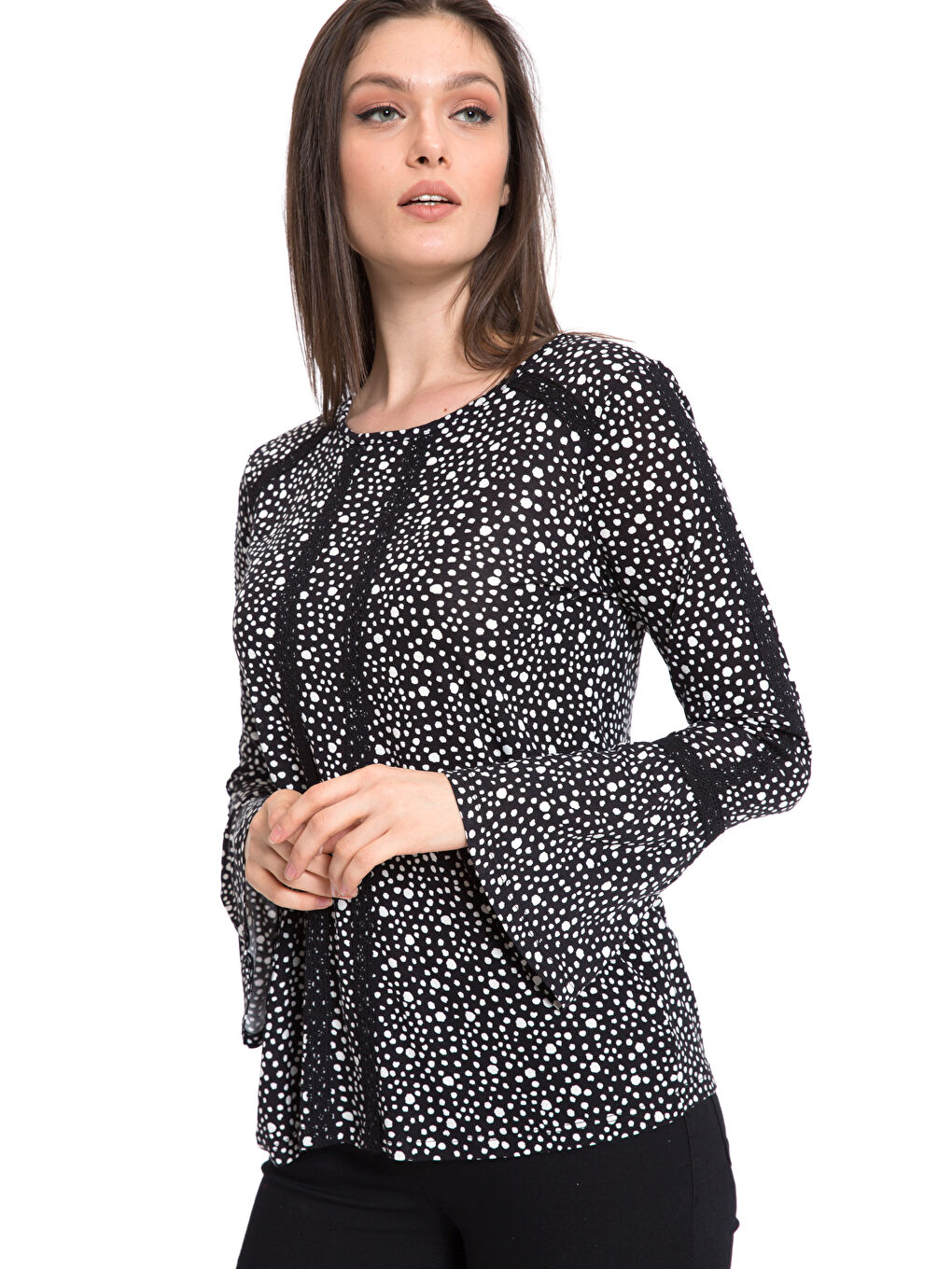 Crew Neck Embroidered Long Sleeve Viscose Women's T-Shirt