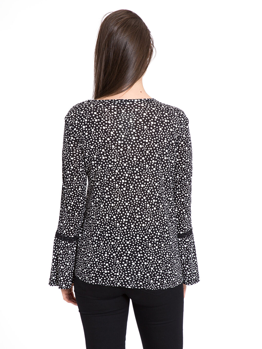 Crew Neck Embroidered Long Sleeve Viscose Women's T-Shirt-1