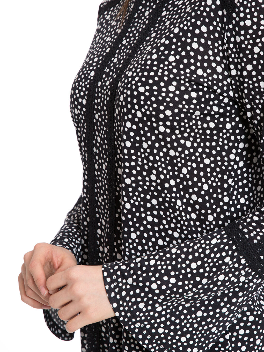 Crew Neck Embroidered Long Sleeve Viscose Women's T-Shirt-3