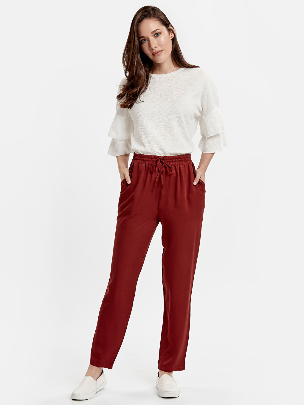 Pantalon ROUGE BORDEAUX Femme