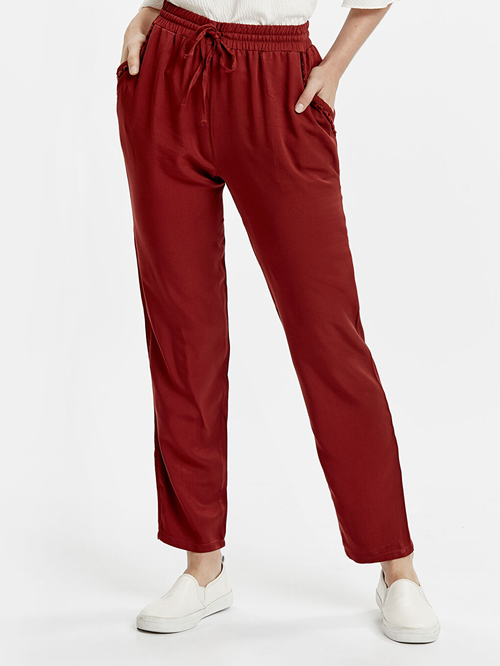 Pantalon ROUGE BORDEAUX Femme-1
