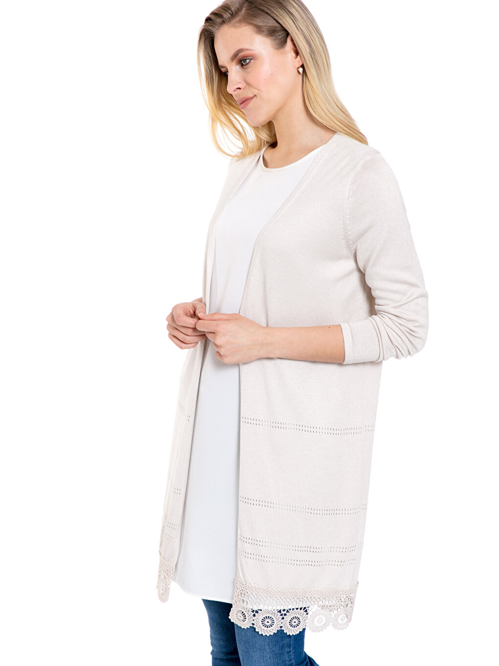 Woman Beige Cardigan