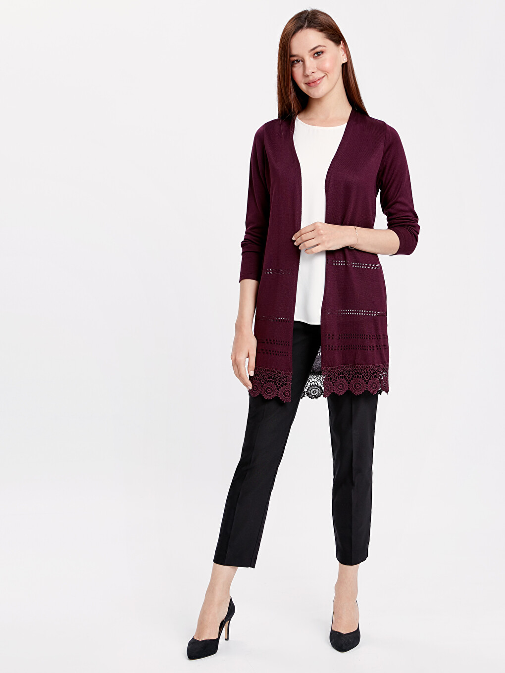 Woman Plum Cardigan-2