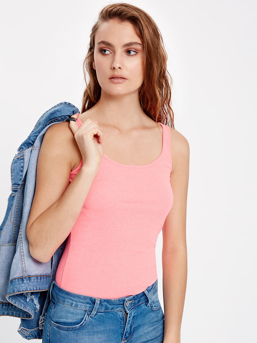 Top majica sa U izrezom, uskog kroja, od češljanog pamuka, ženska, fleksibilna majica na bretele sa U izrezom