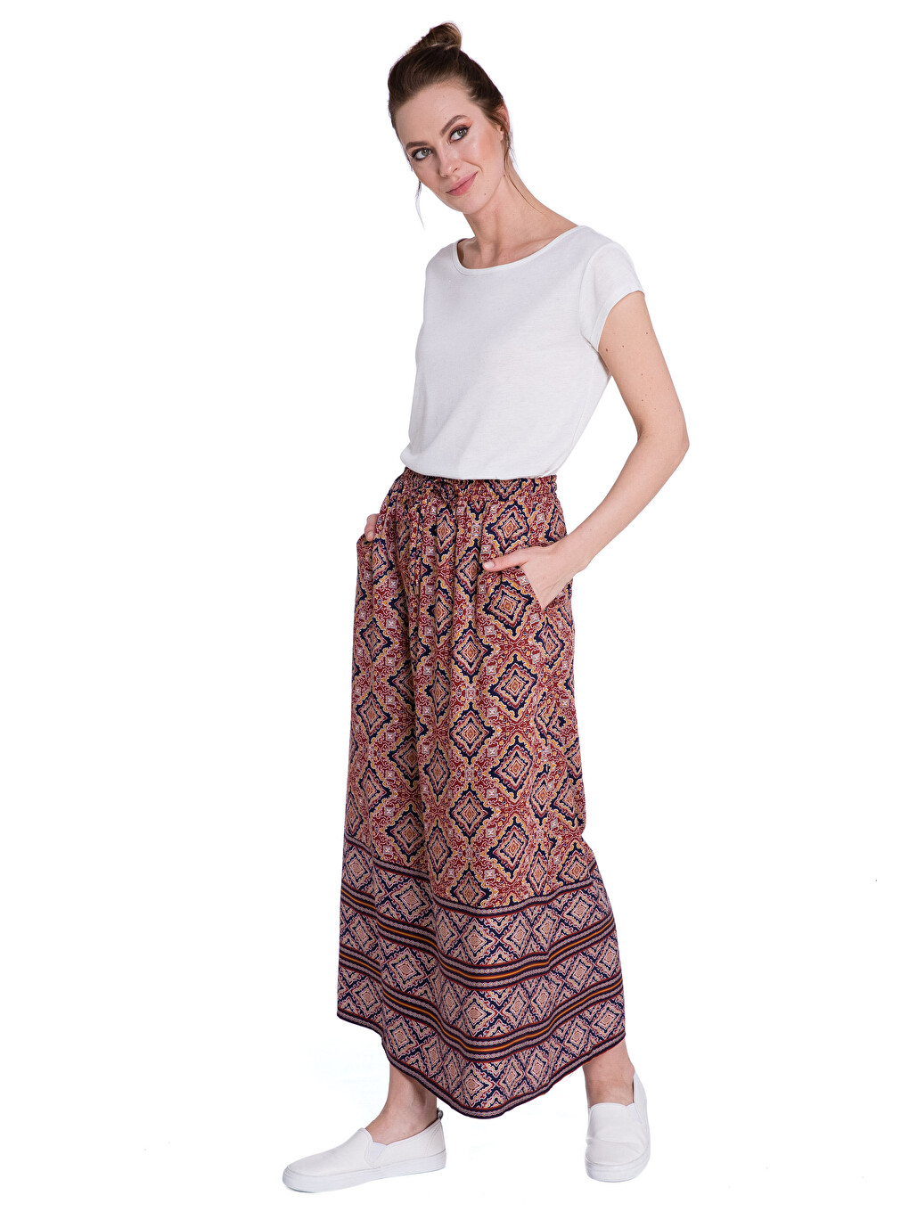 Woman Orange Skirt