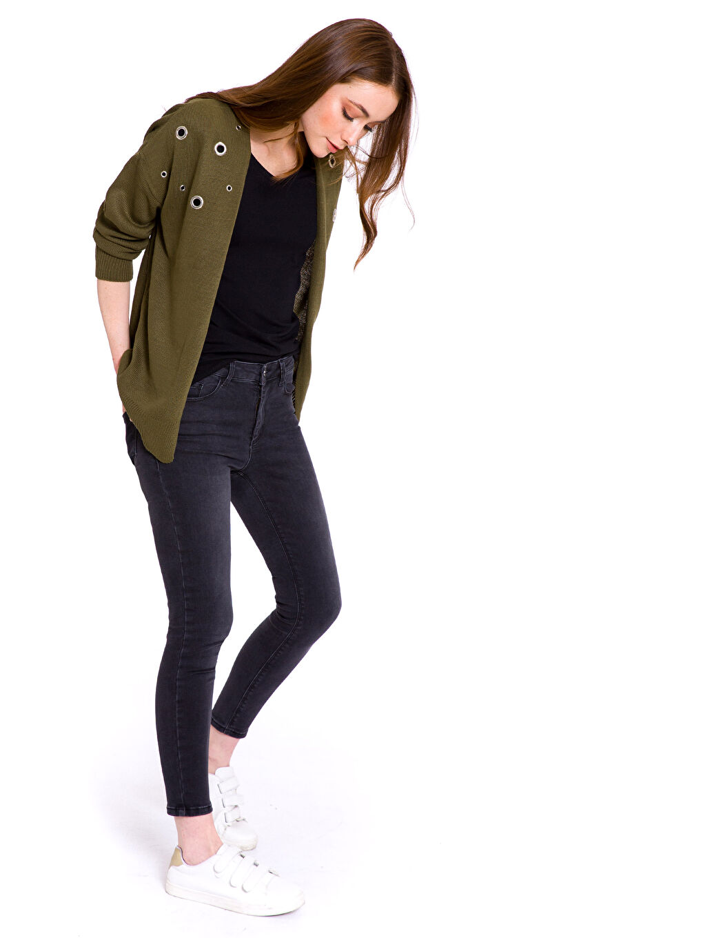 ქალი ხაკისფერი კარდიგანი-2