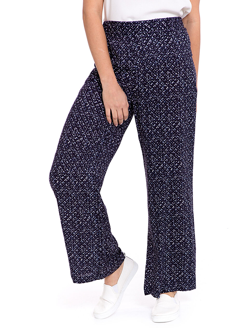 Elasticated Waist Patterned Women's Trousers-1