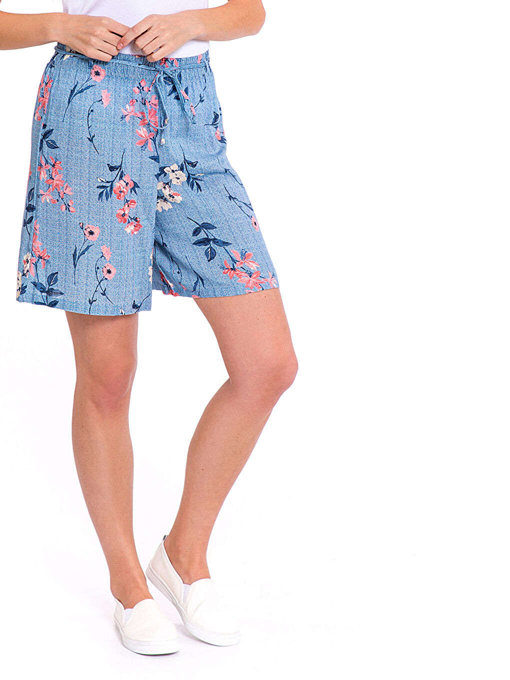 Шорти з високою талією з візерунком з віскози для жінок-1