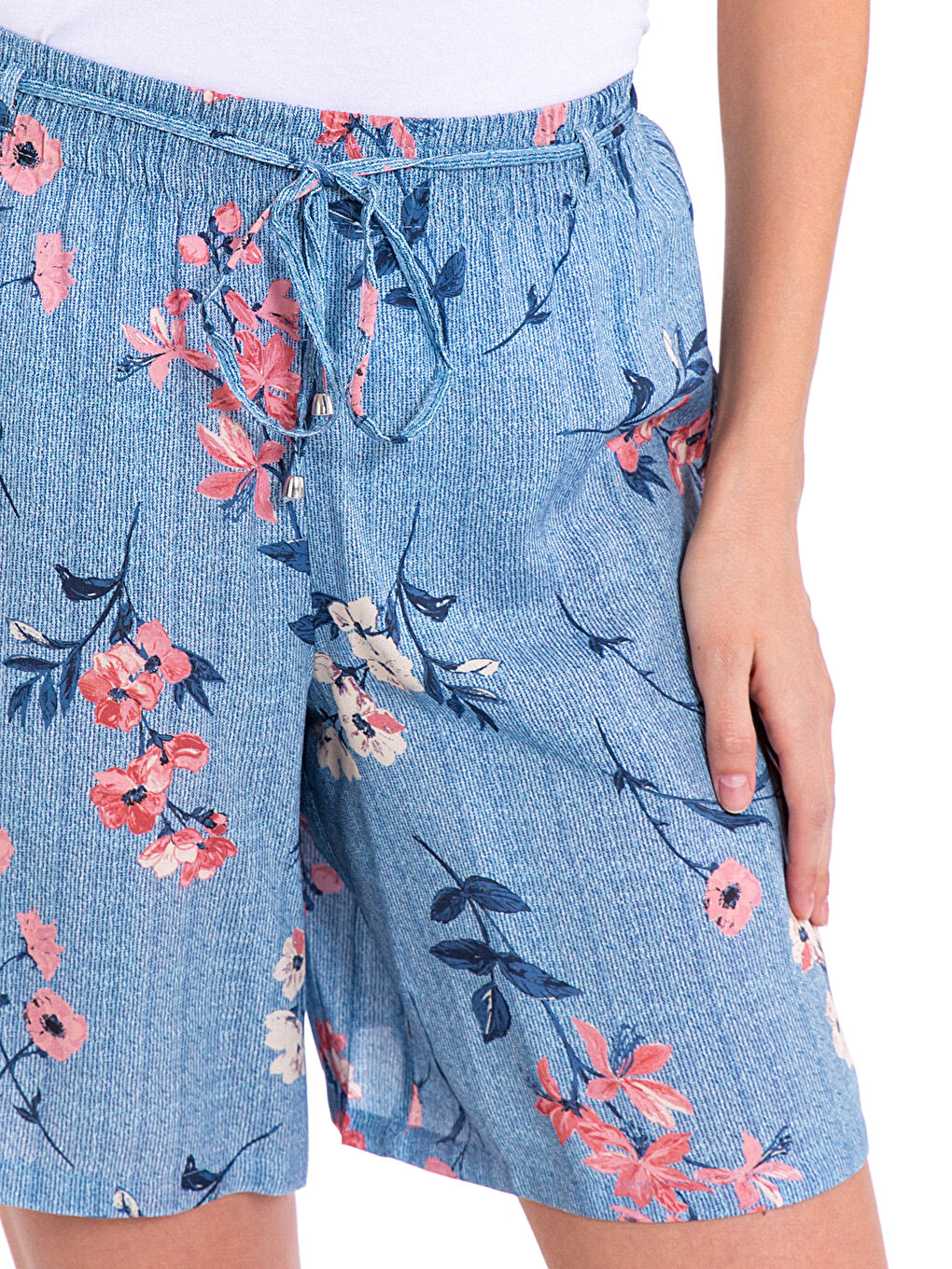 Шорти з високою талією з візерунком з віскози для жінок-3