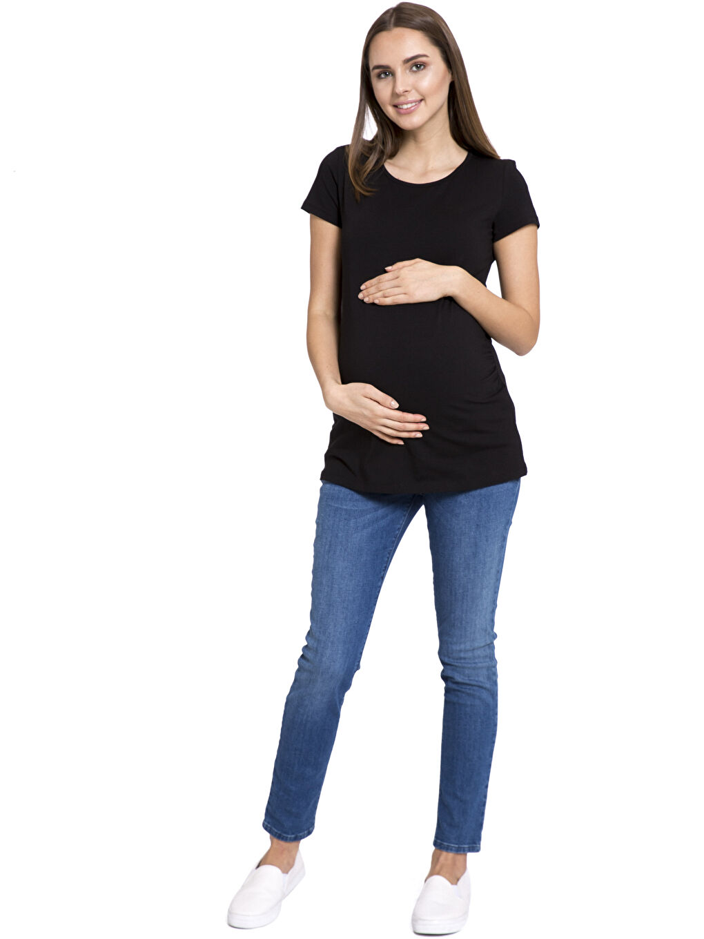 Crew Neck Short Sleeve Maternity Women's T-Shirt-4
