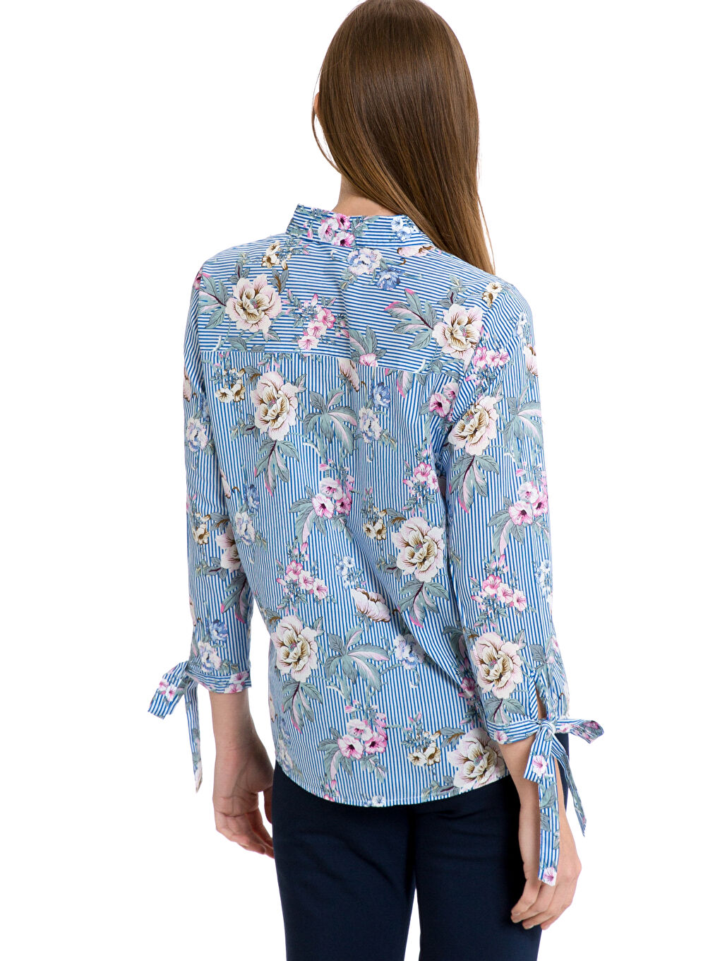 Chemise Col de Chemise Manches Longues Popeline pour Femmes-1