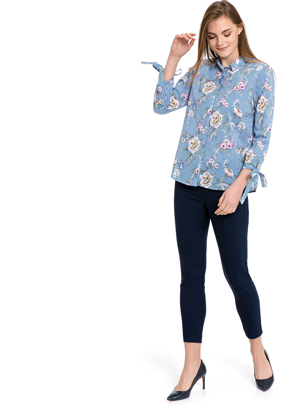 Chemise Col de Chemise Manches Longues Popeline pour Femmes-2