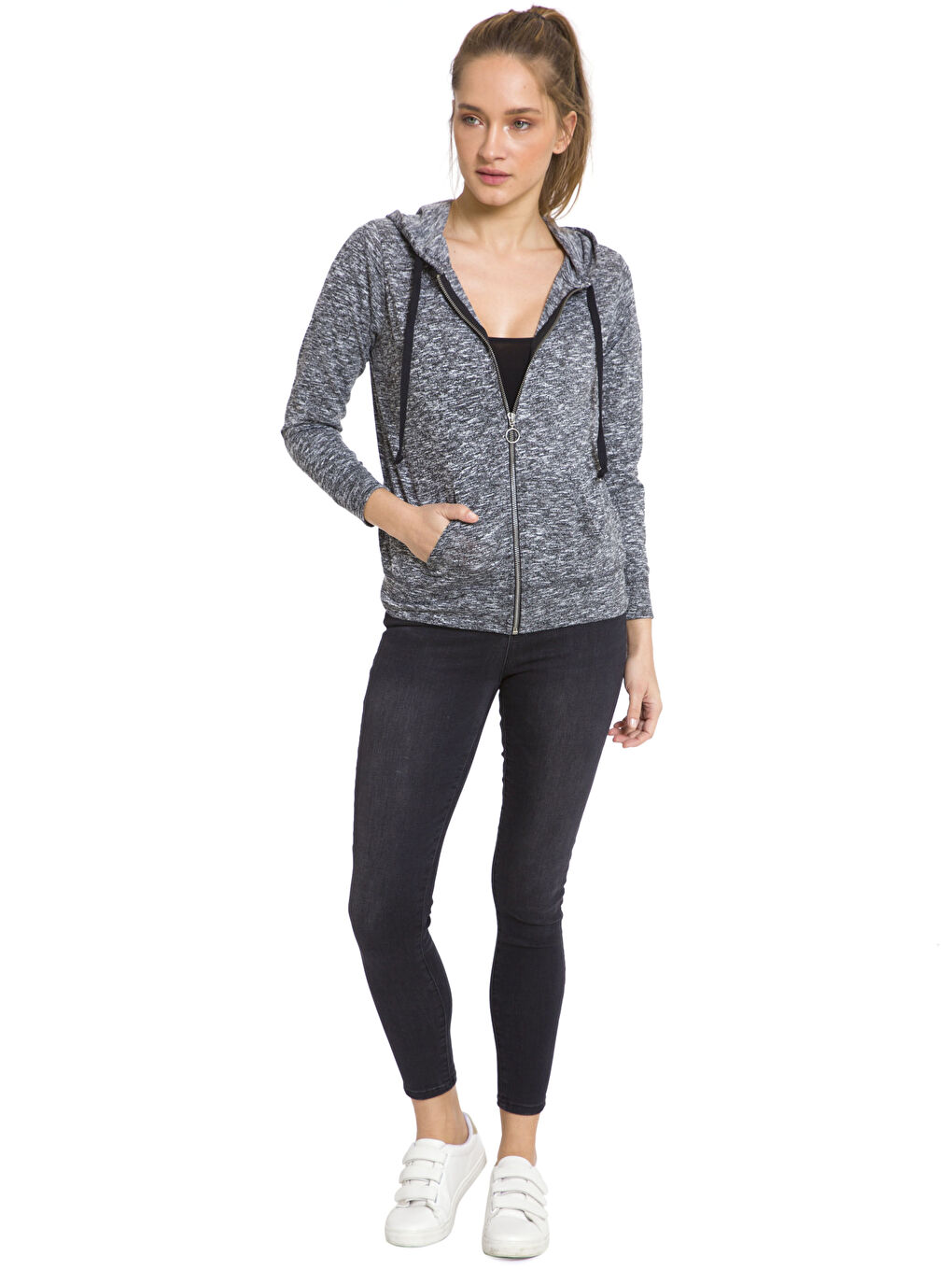 Жена Антрацит Суитшърт с цип-2