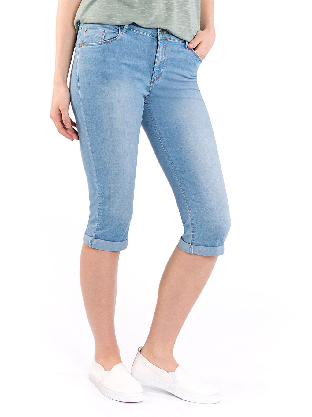 İndigo Super Slim Kadın Jean Kapri-1