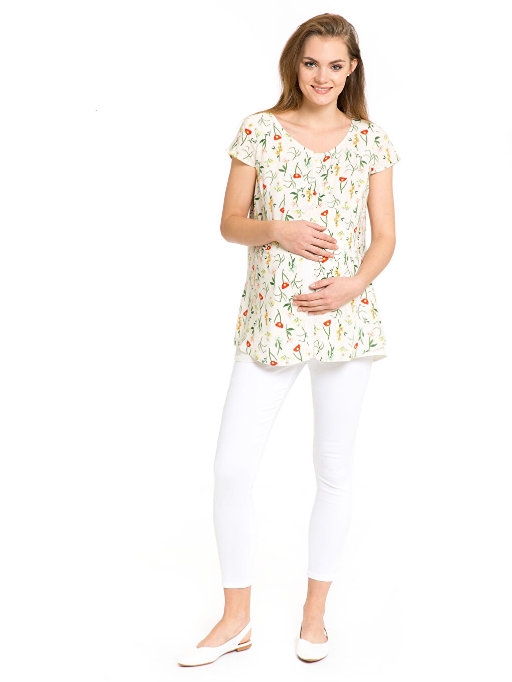 Ekru Baskılı Bluz-2