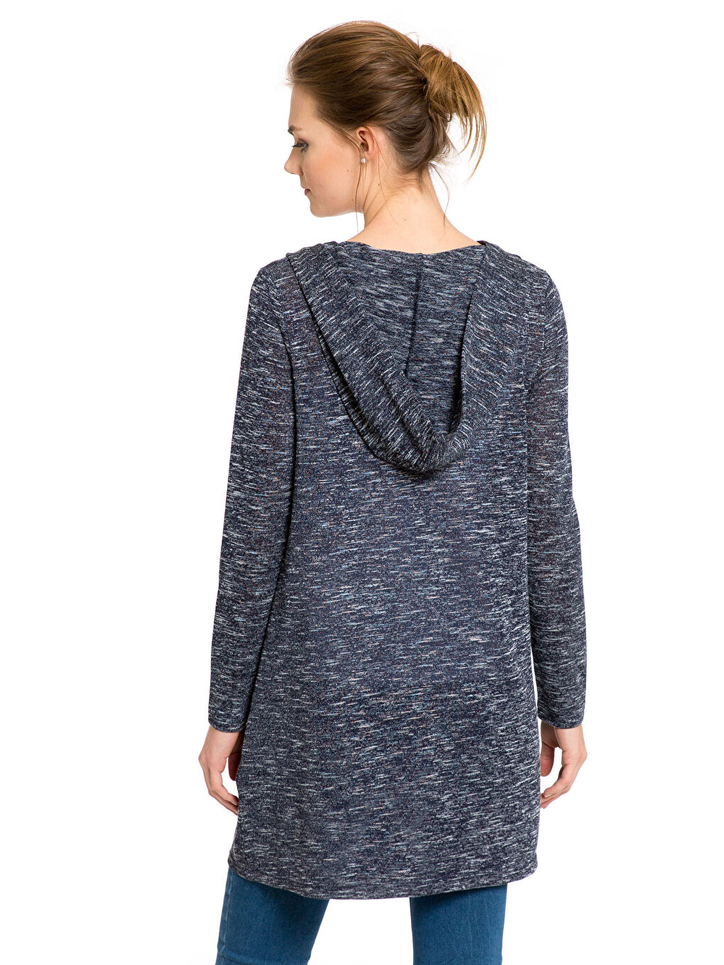 Lacivert Melanj Fermuarlı Sweatshirt-1