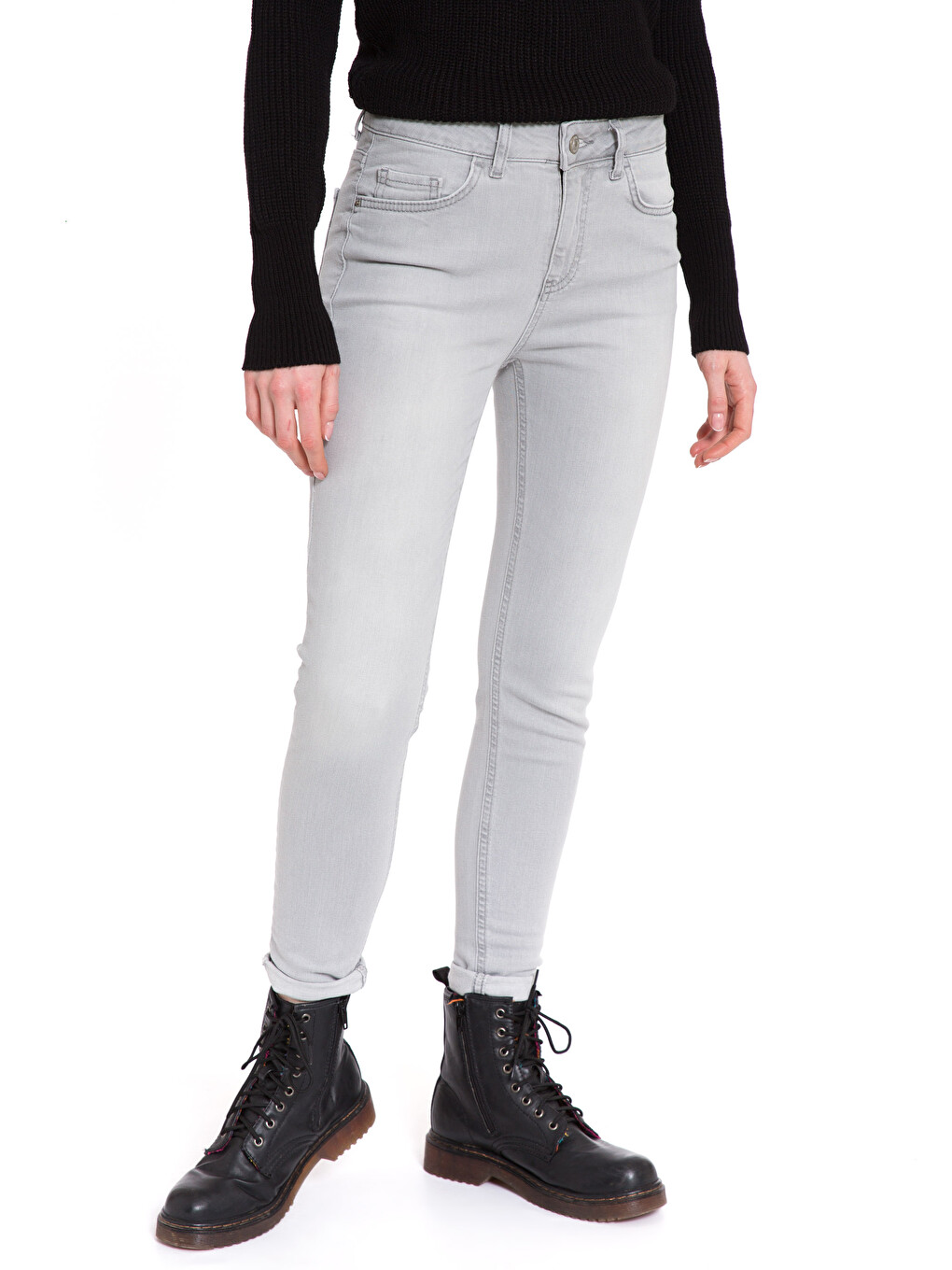 Mid Waist Skinny Fit Women's Jeans-2