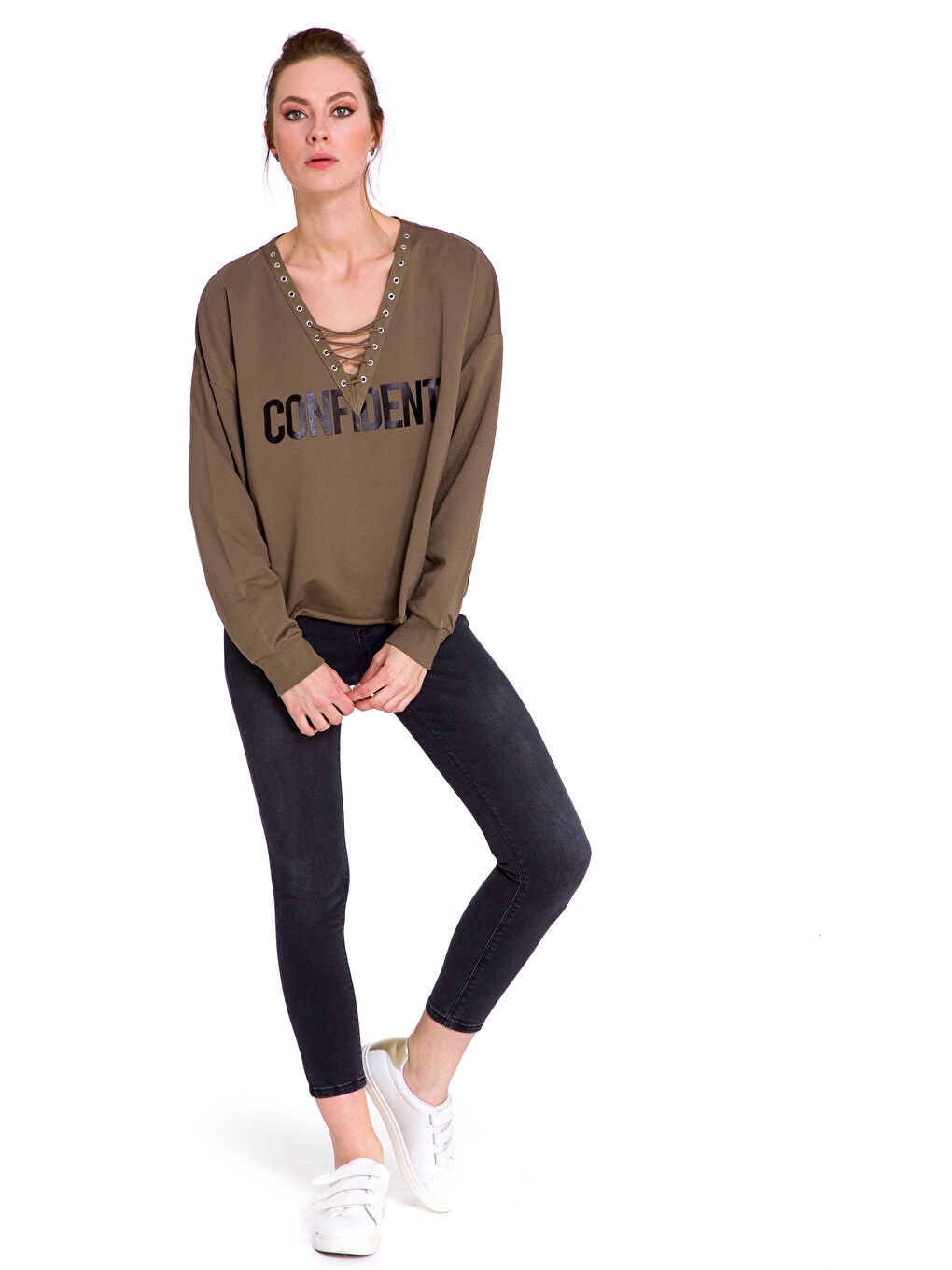LCW Vision Frau KHAKI Sweatshirt -8S9024Z8-ATO