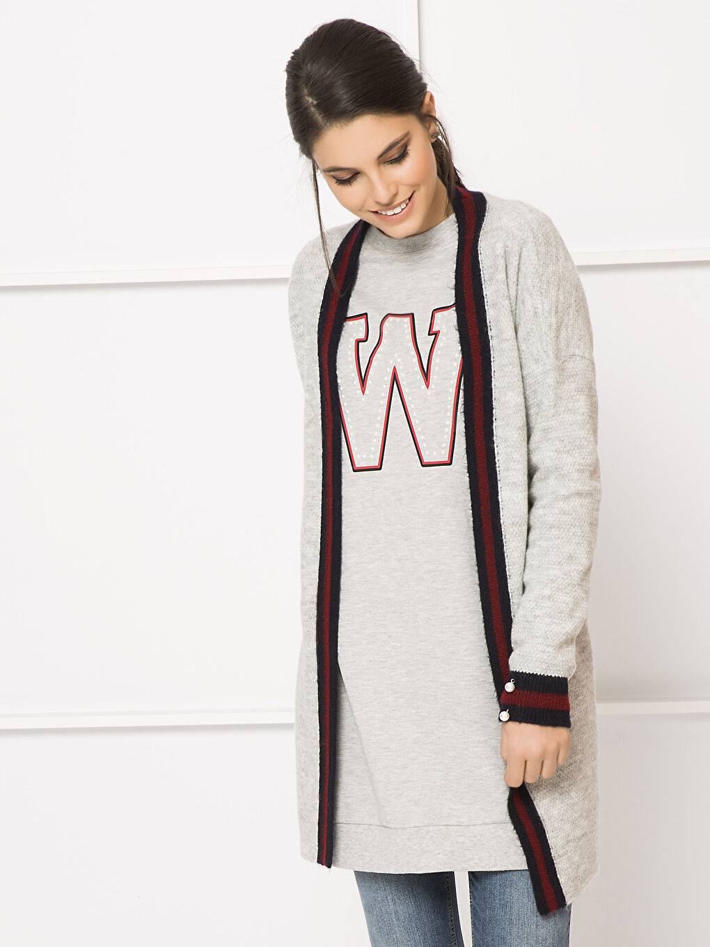 Pembe-Lila-Beyaz Hırka