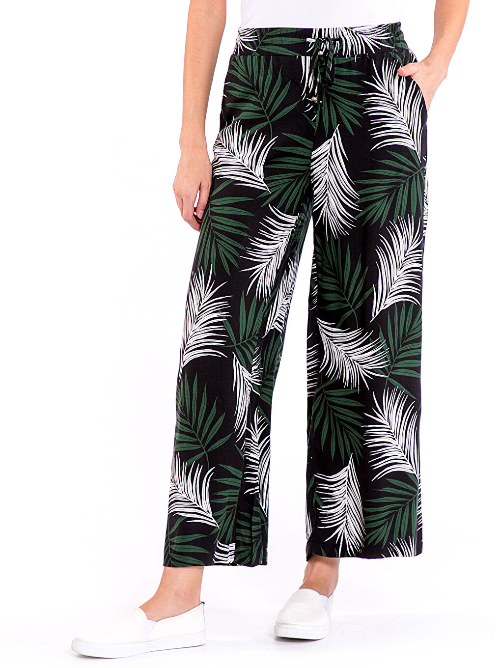 Elastic Waist High Waist Trousers-1