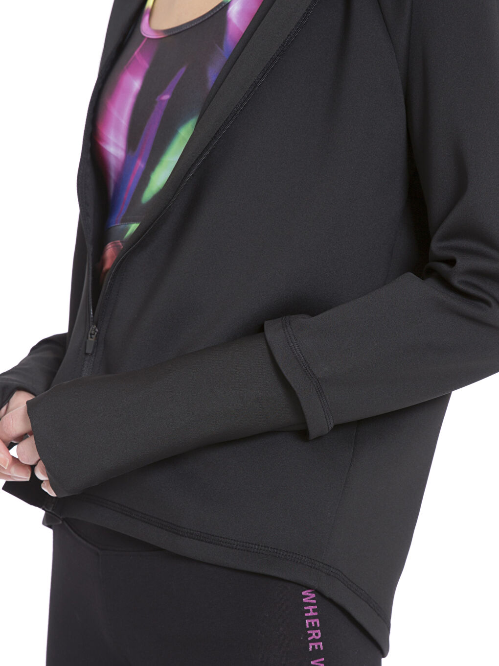 Женщины Черный Толстовка на молнии-4