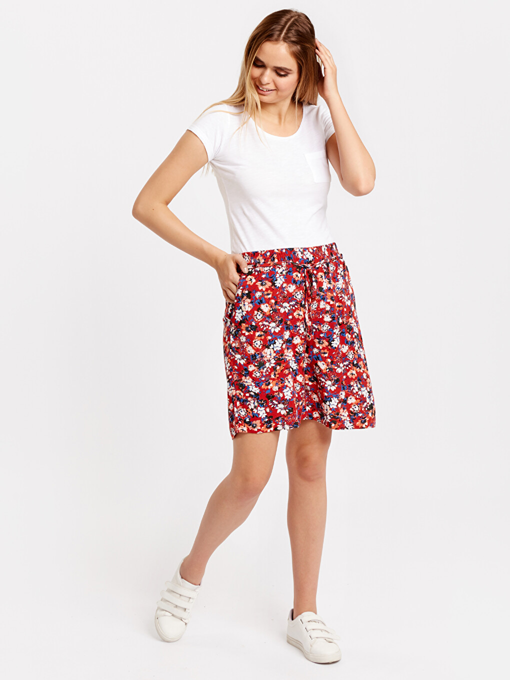 Woman Red Shorts