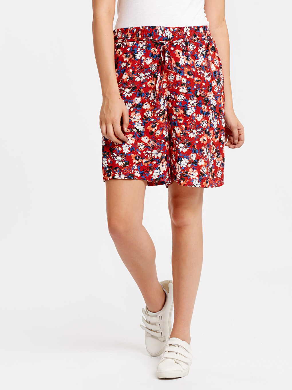 Woman Red Shorts-1