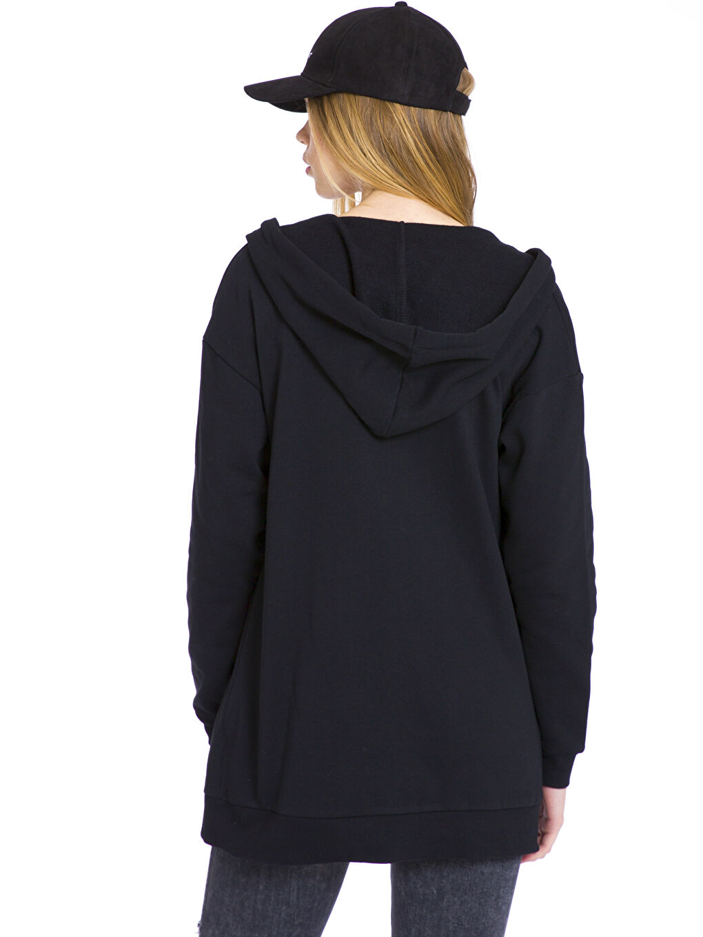 Yeni Siyah Fermuarlı Sweatshirt-1