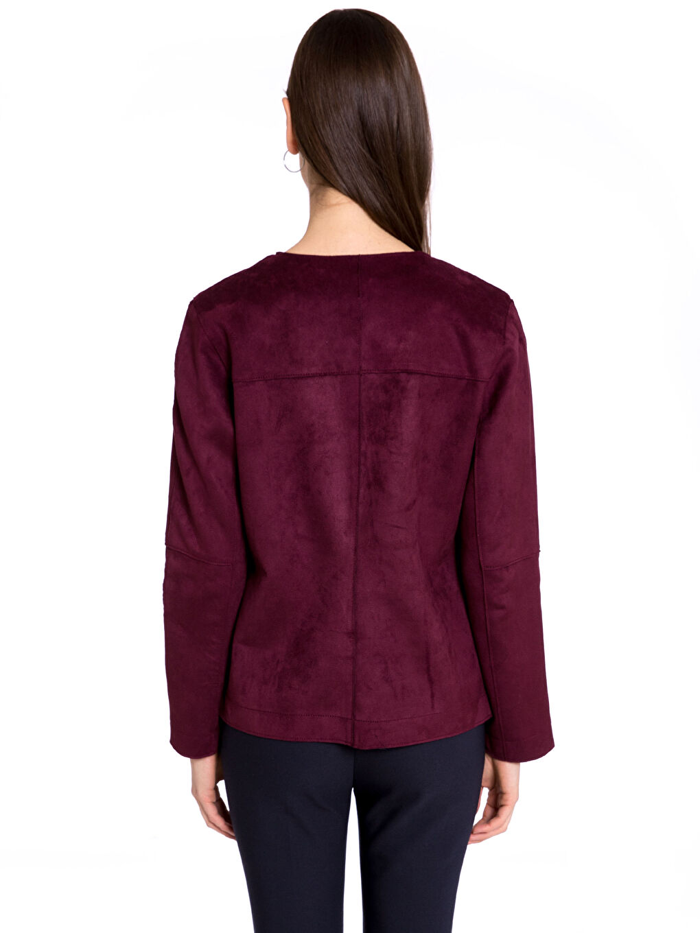 Mürdüm Deri Görünümlü Mont-2