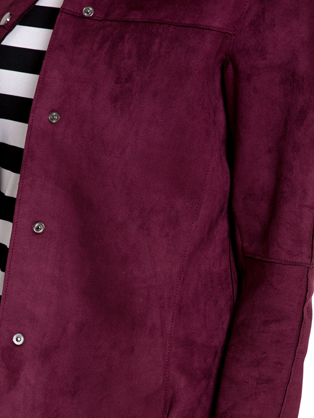 Mürdüm Deri Görünümlü Mont-4