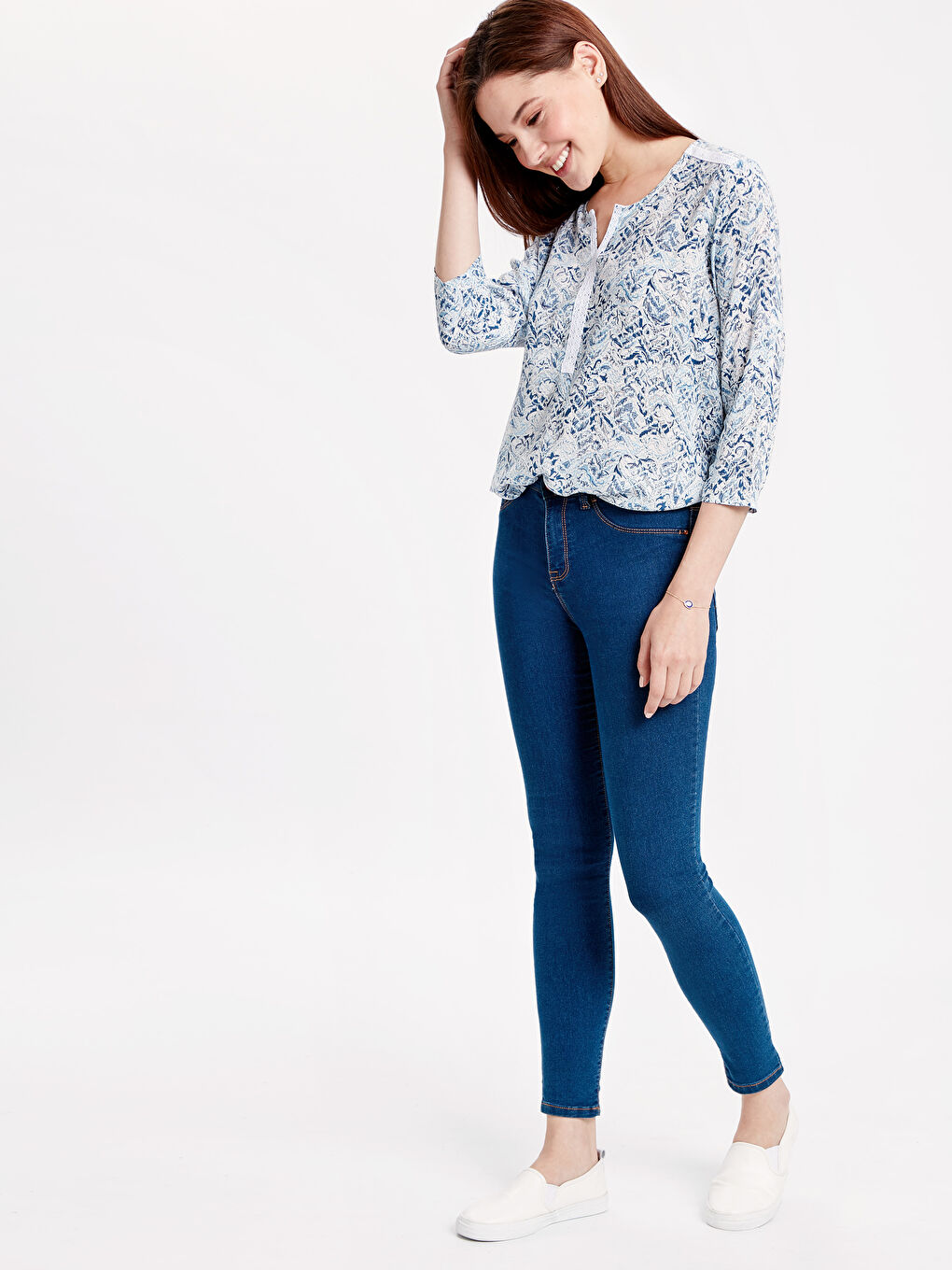 Mavi Baskılı Bluz-2