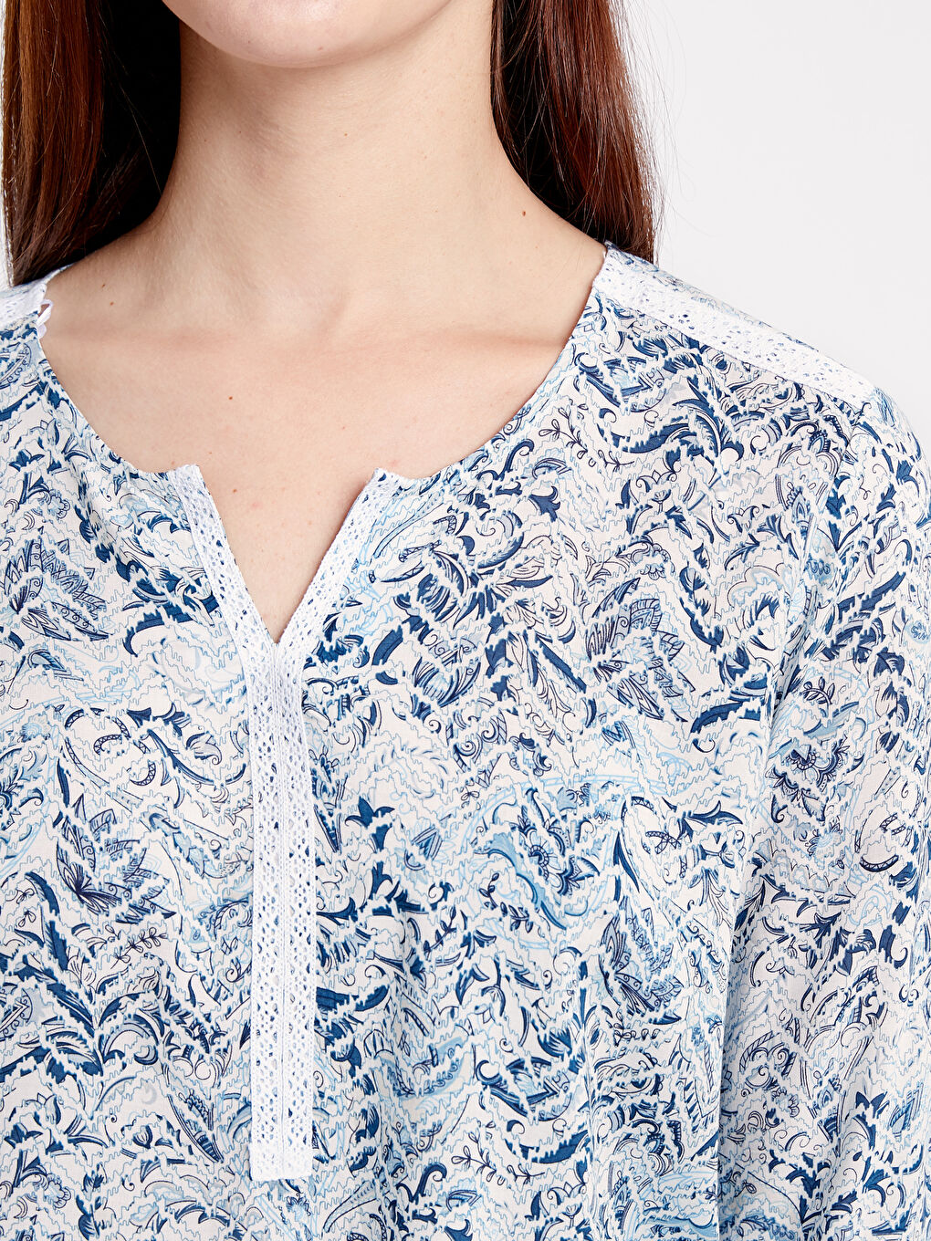 Mavi Baskılı Bluz-3